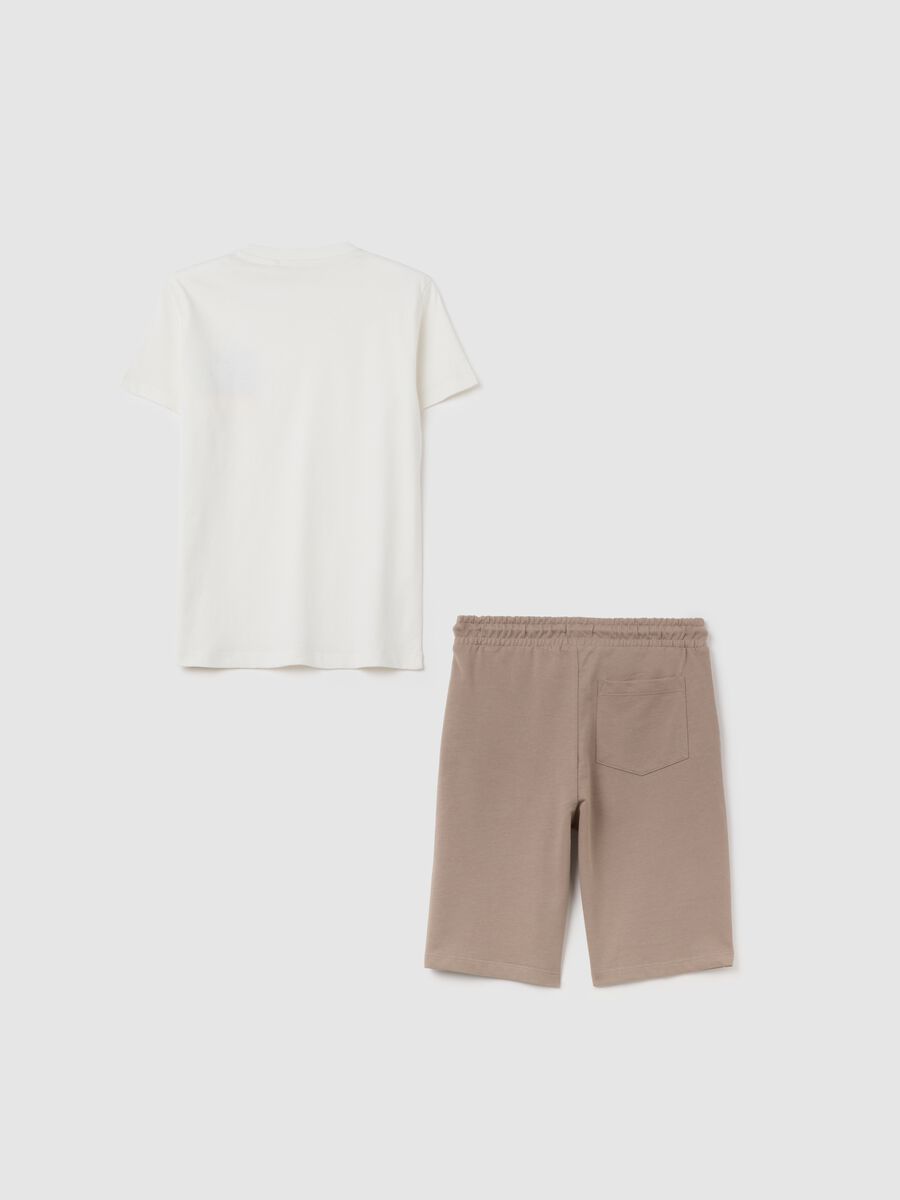 Completo da ragazzo in puro cotone bianco e beige regular fit_4
