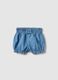 Newborn girl's regular fit blue denim cotton shorts with bow_0