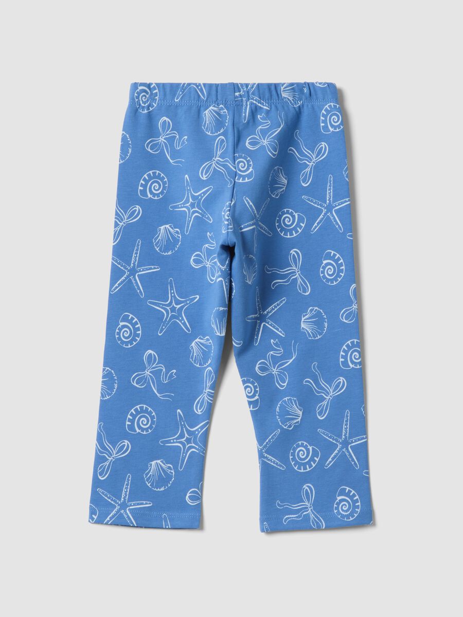 Girls&rsquo; skinny light blue stretch cotton leggings with prints_1
