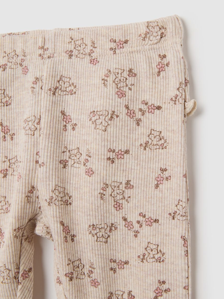 Leggings da neonata in puro cotone beige regular fit_2