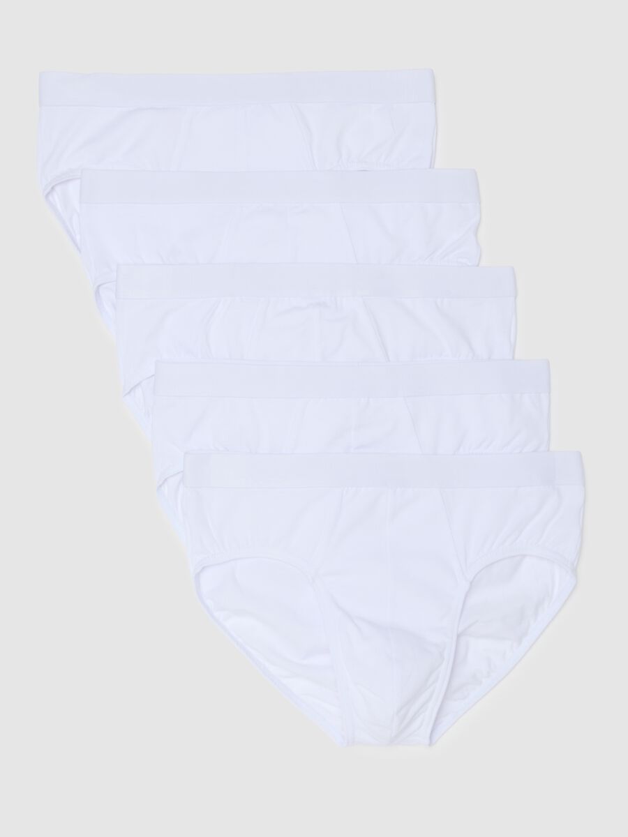 Multipack of white stretch cotton briefs with tight fit_4