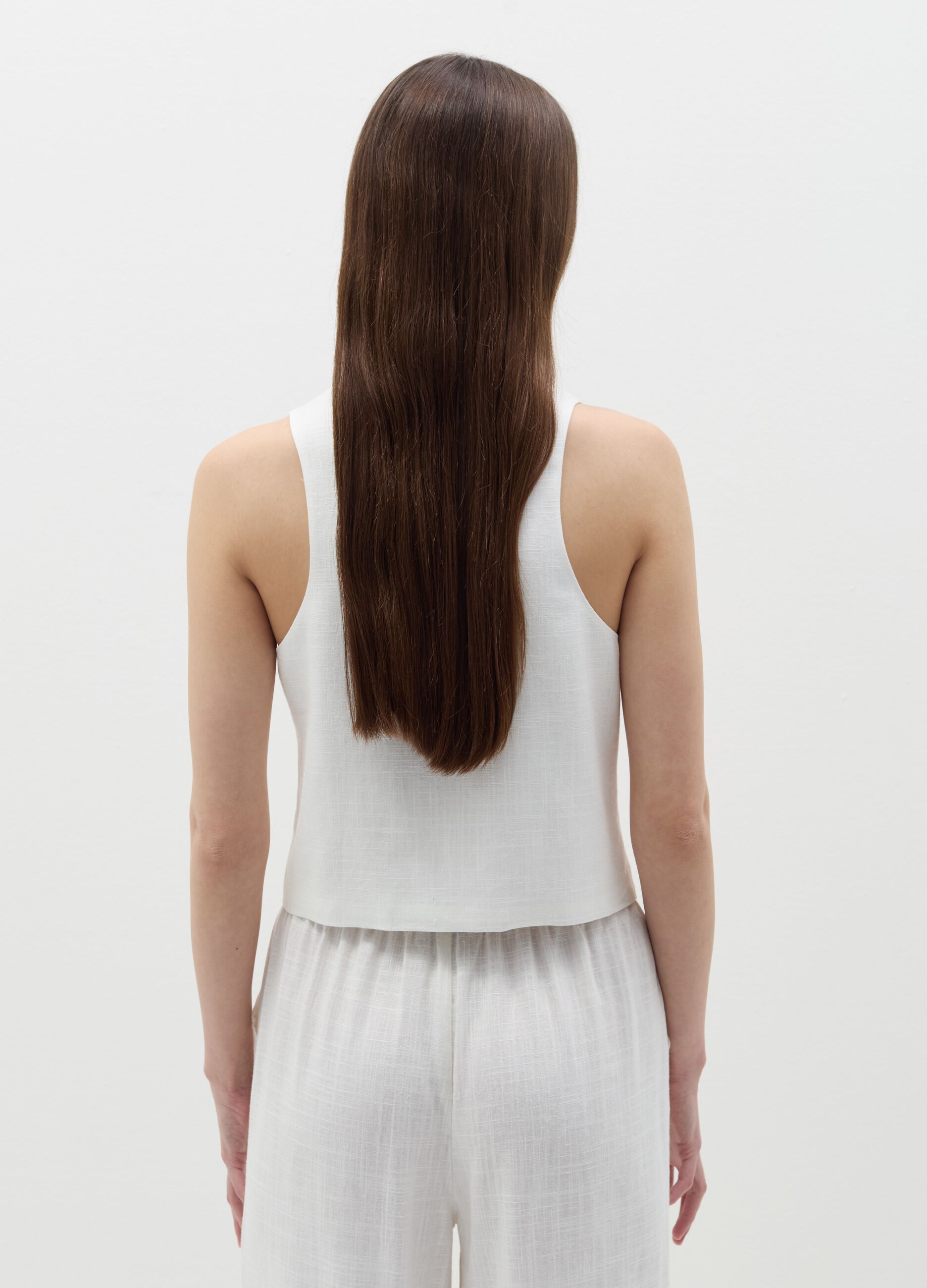 White linen gilet with laces