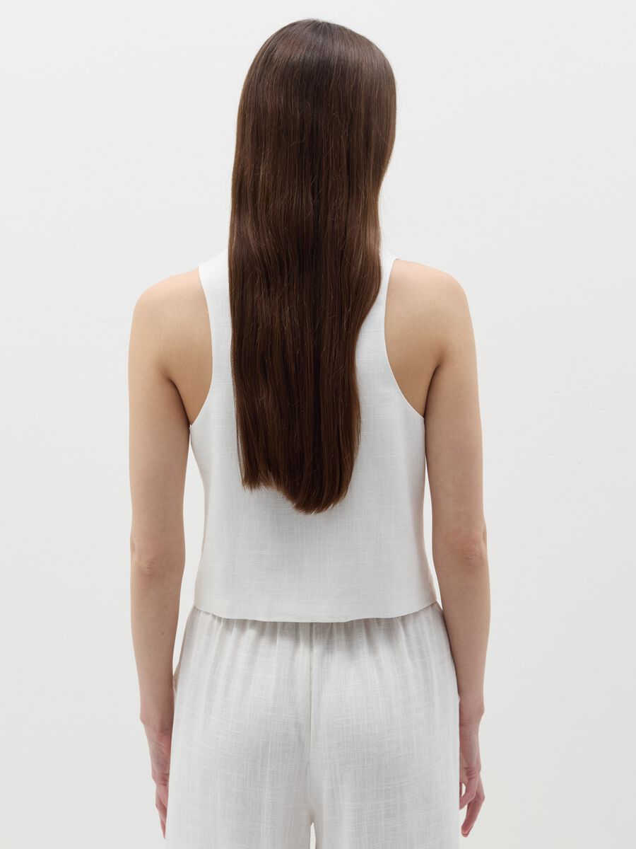 White linen gilet with laces_3
