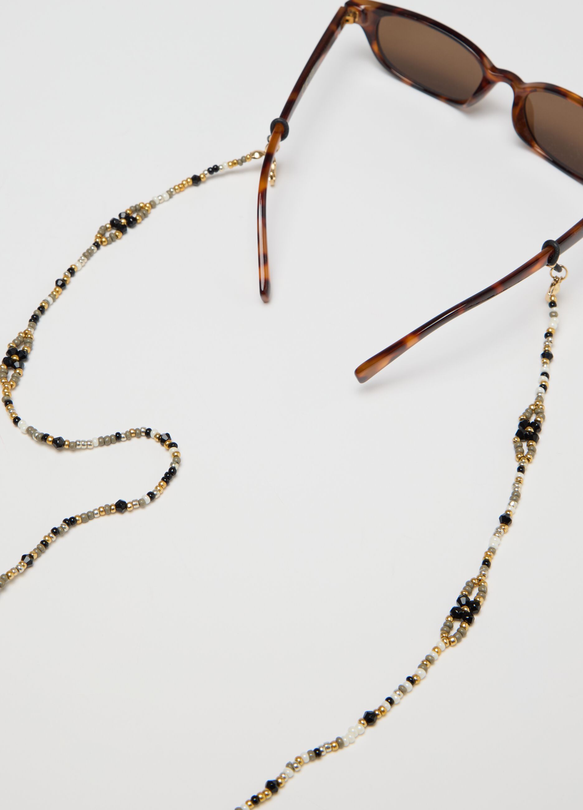 Glasses chain with multicoloured beads