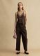 Brown regular fit viscose blend tank top with transparent details_1