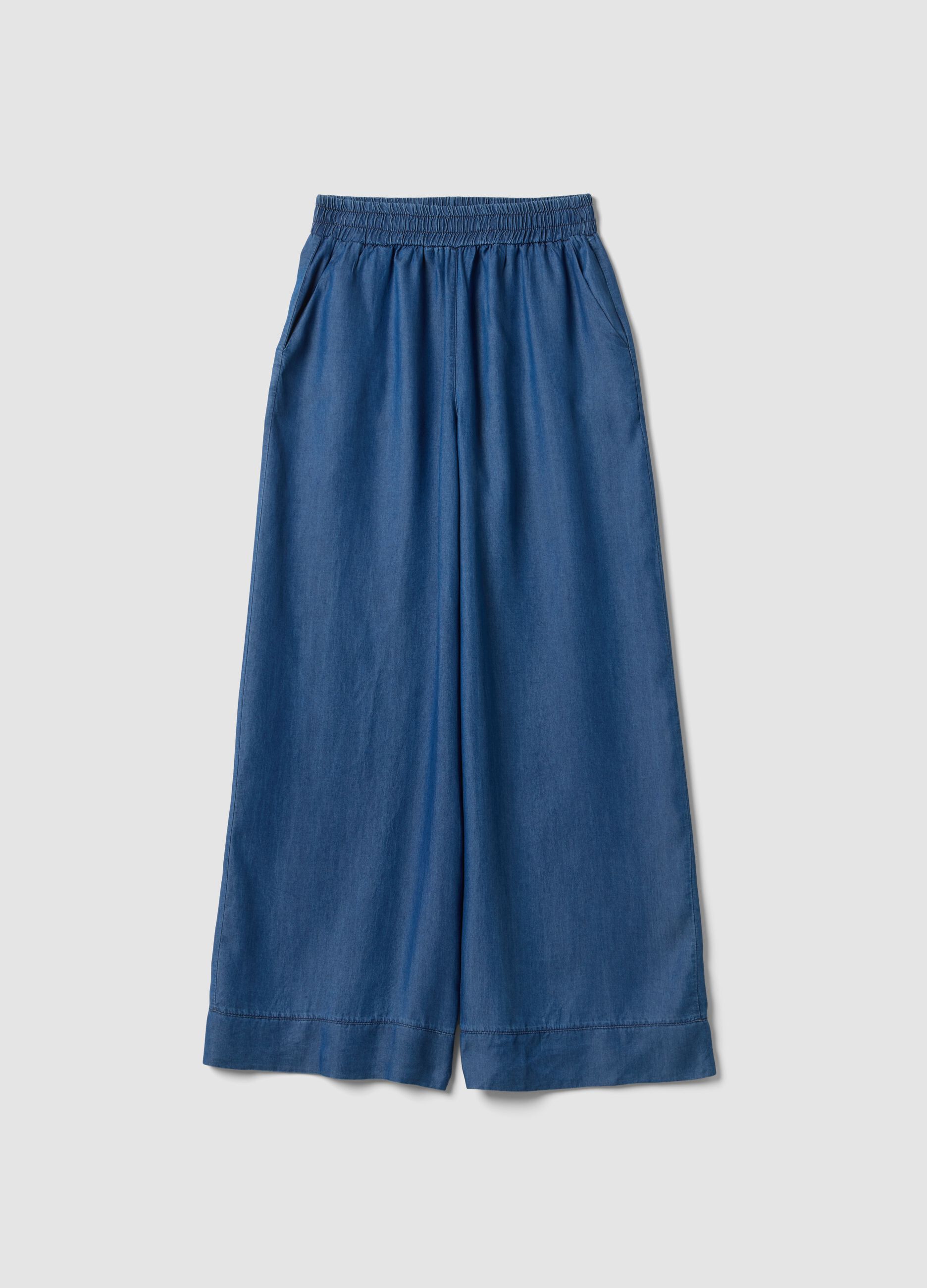 Blue palazzo trousers in pure lyocell
