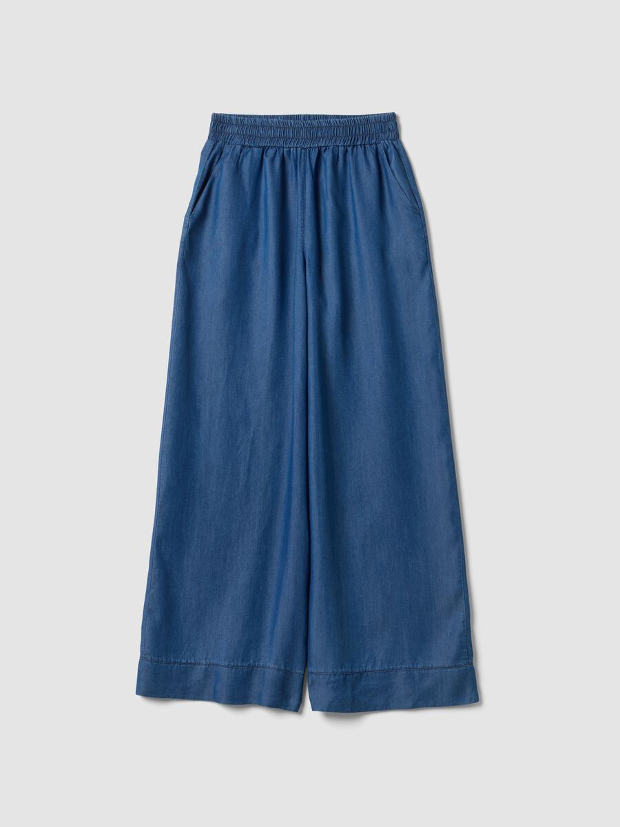 Blue palazzo trousers in pure lyocell_4