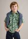 Camicia verde in puro cotone con stampa tropicale over fit_0