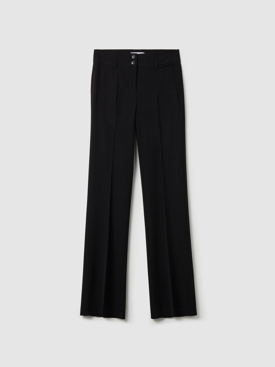 Flare-fit trousers with double button_4