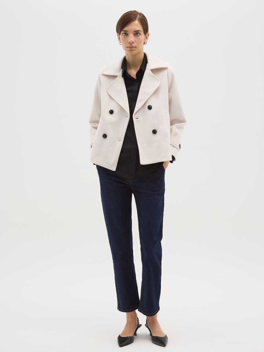 Giacca doppiopetto beige regular fit con bottoni_1