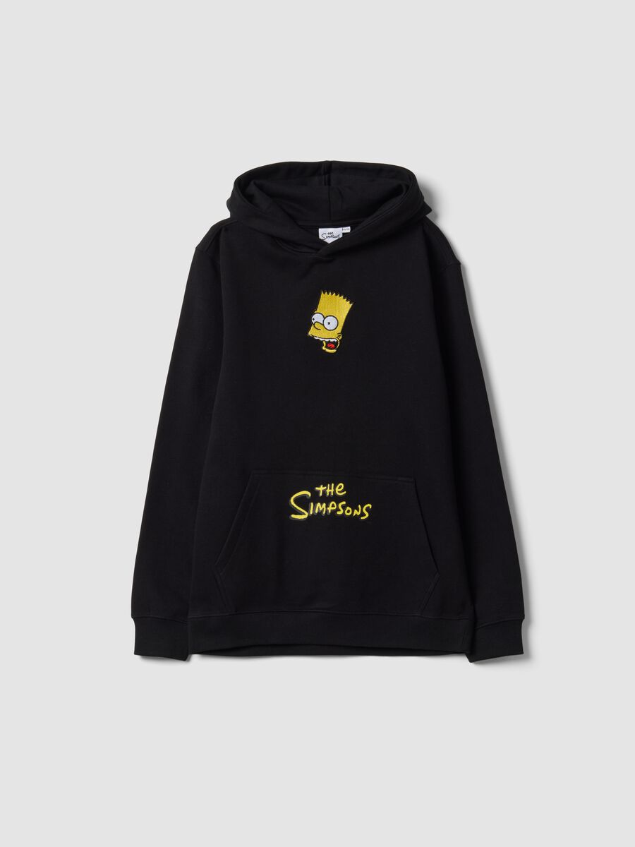 Black pure cotton hoodie with The Simpsons print for boys_3