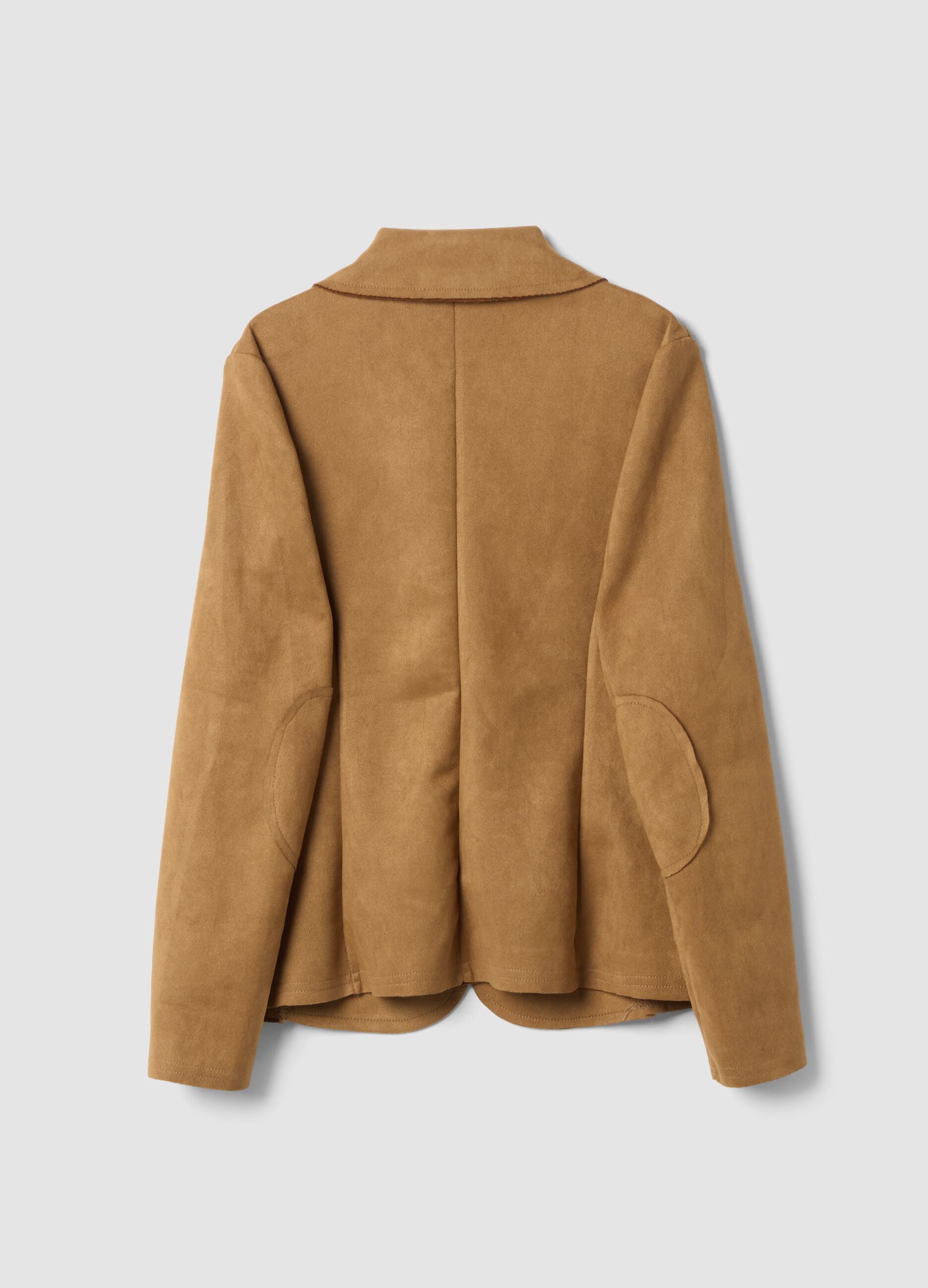 Brown regular-fit jacket with lapels and patch pockets