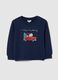 Blue children's sweatshirt in pure cotton with regular fit and Christmas print_0