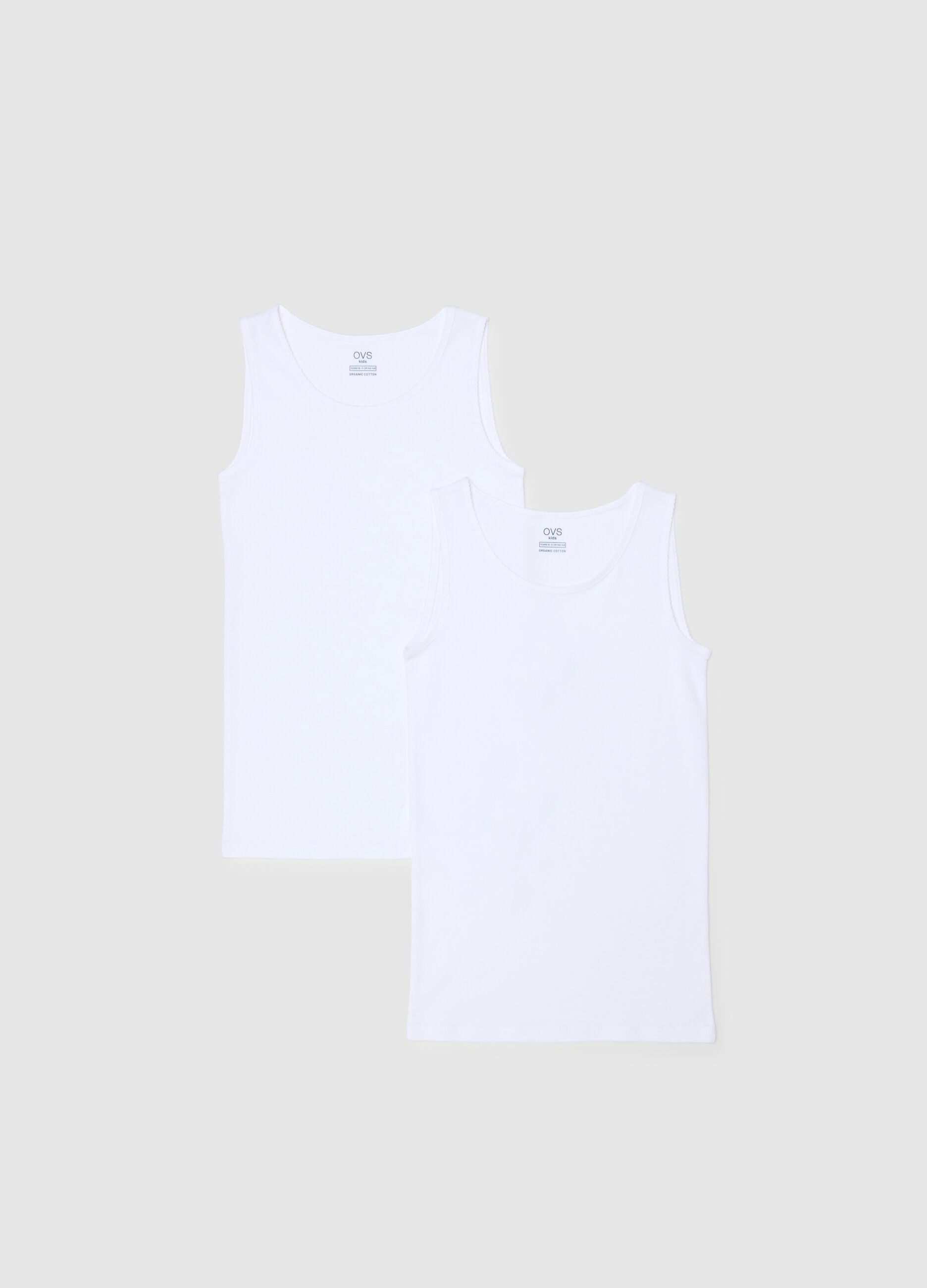 Girls' White Sleeveless T-Shirt Twin Pack in Pure Cotton Regular Fit