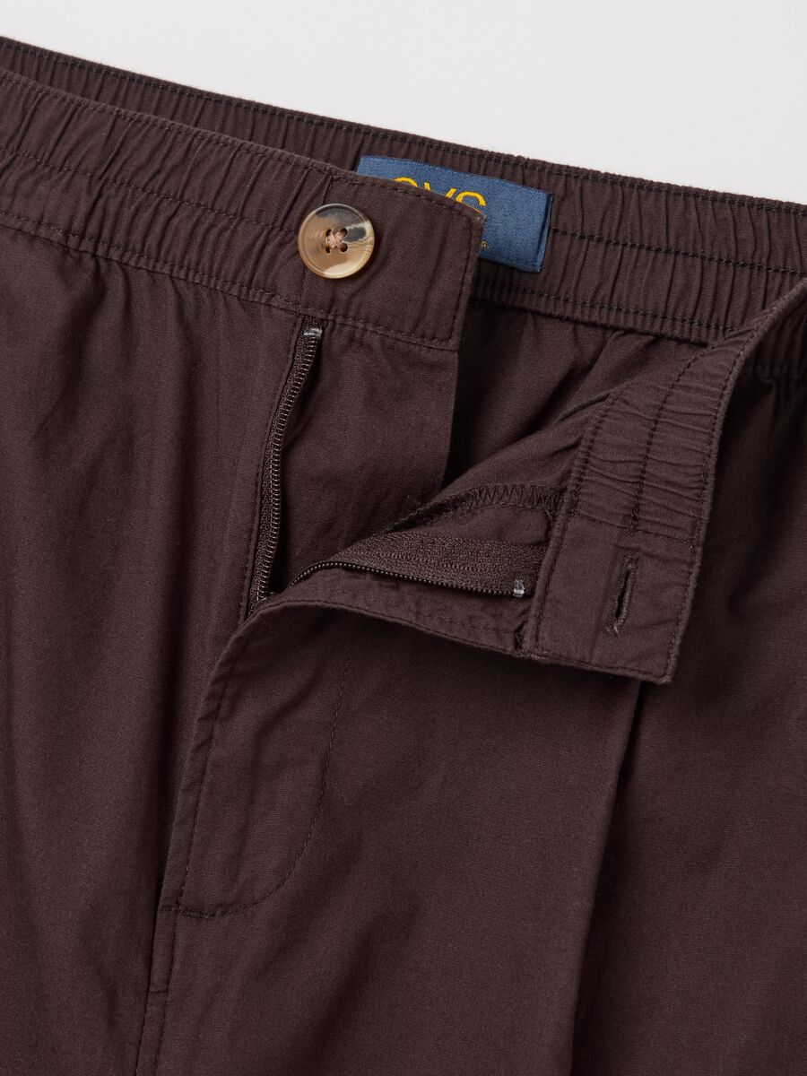 Brown cropped trousers in stretch cotton_5