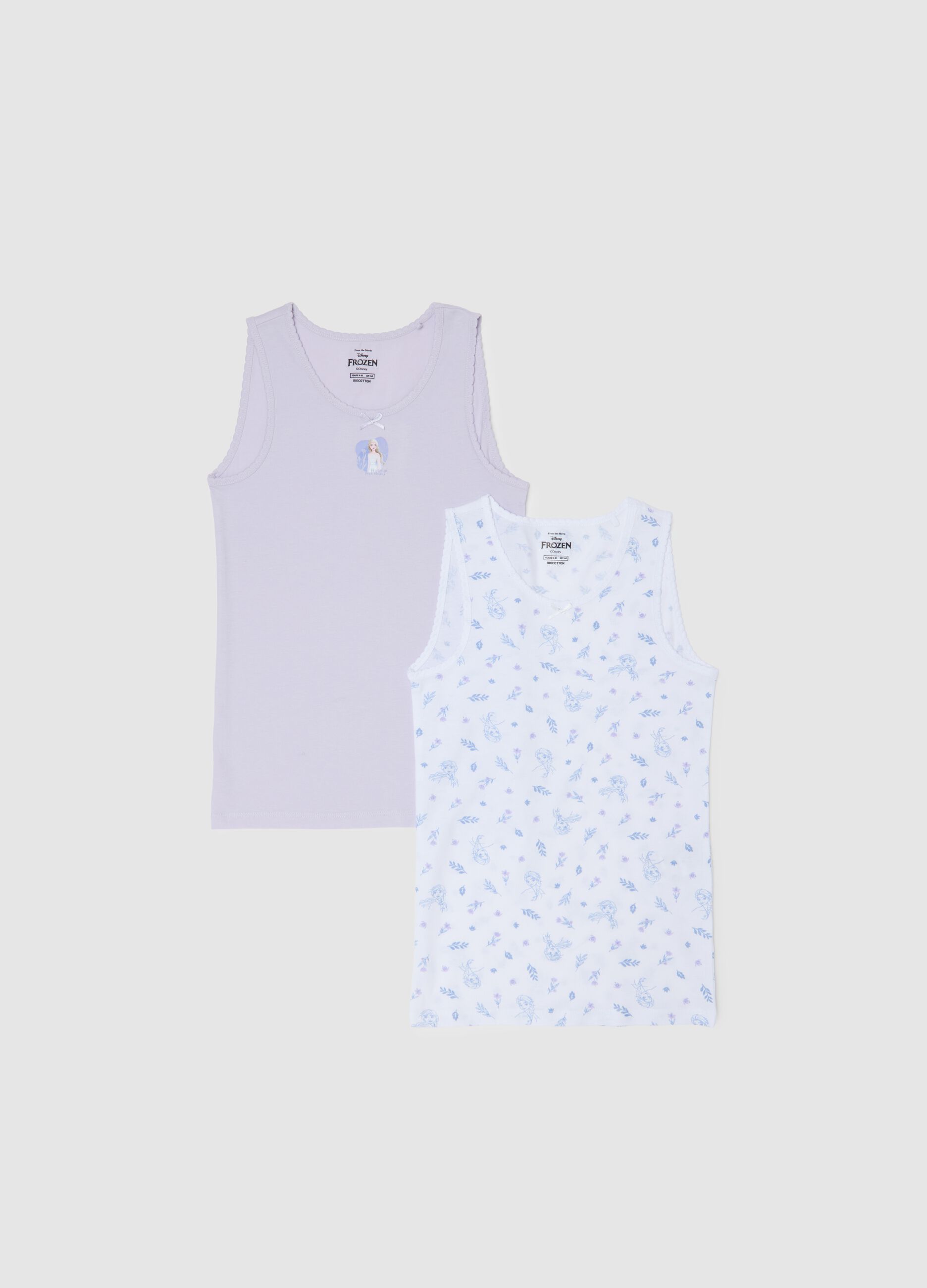 Set bipack canotte da bambina in puro cotone multicolor regular fit