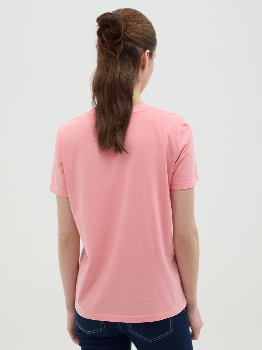 Women’s pink regular-fit T-shirt in 100% cotton with round neck_3
