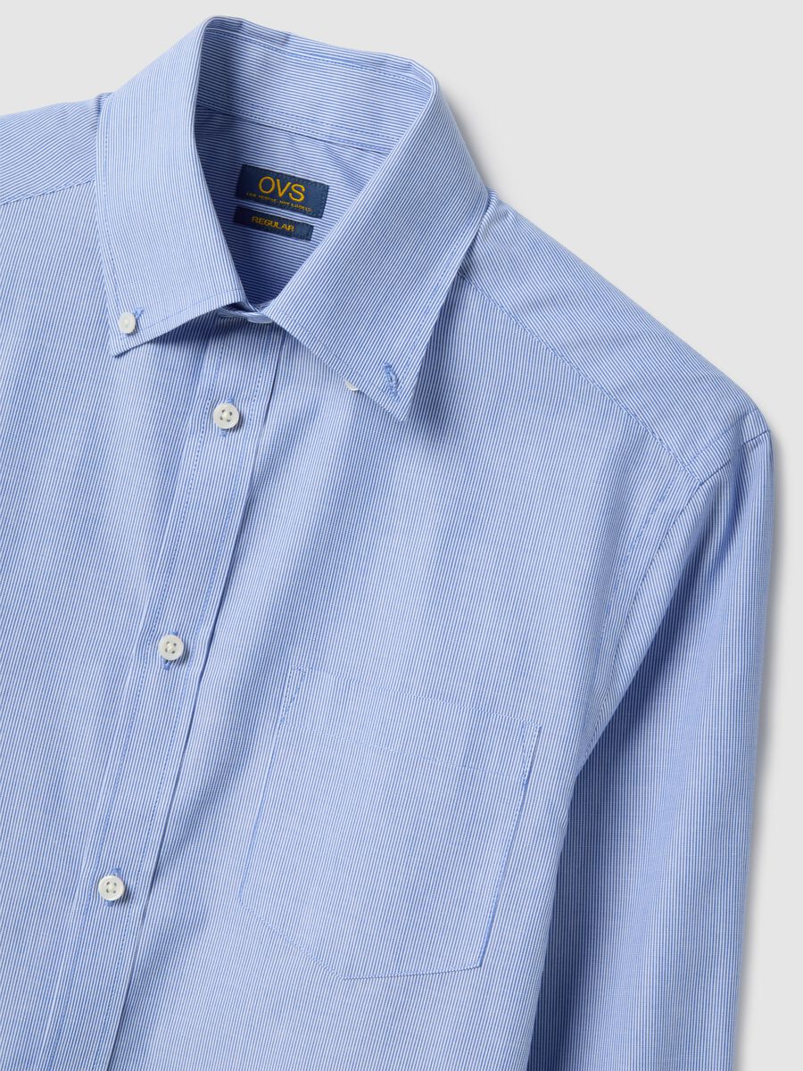 Light blue striped shirt in cotton blend regular fit easy iron_5