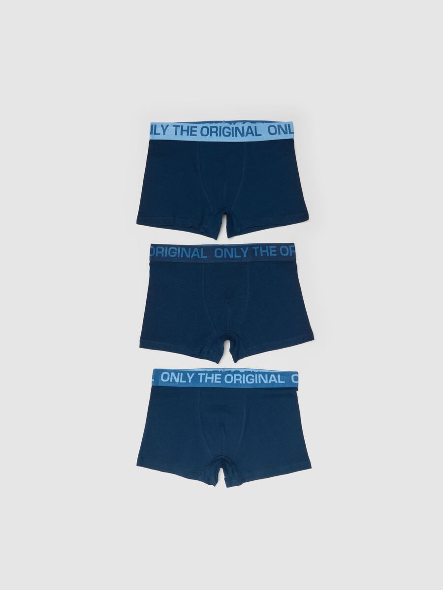 Tripack boxer in cotone elasticizzato blu da ragazzo regular fit_0