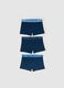 Boys' Regular Fit Pack of Three Stretch Cotton Blue Boxers_0