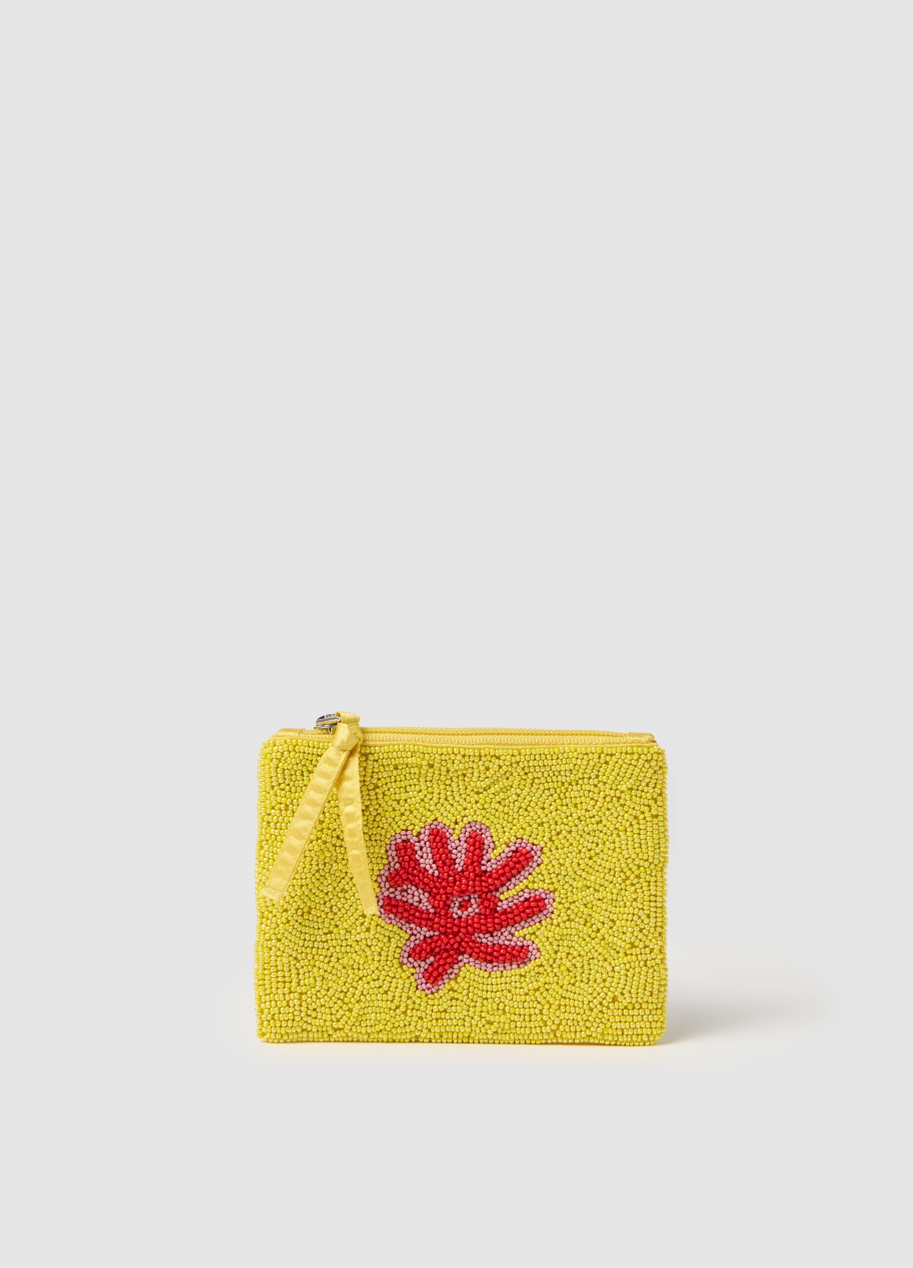 Yellow wallet with decorative glass details by Ovs