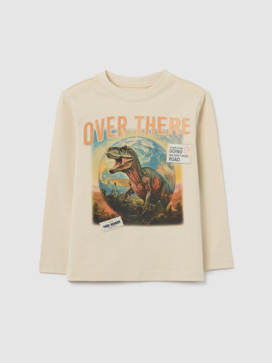 Long sleeve beige cotton t-shirt_0