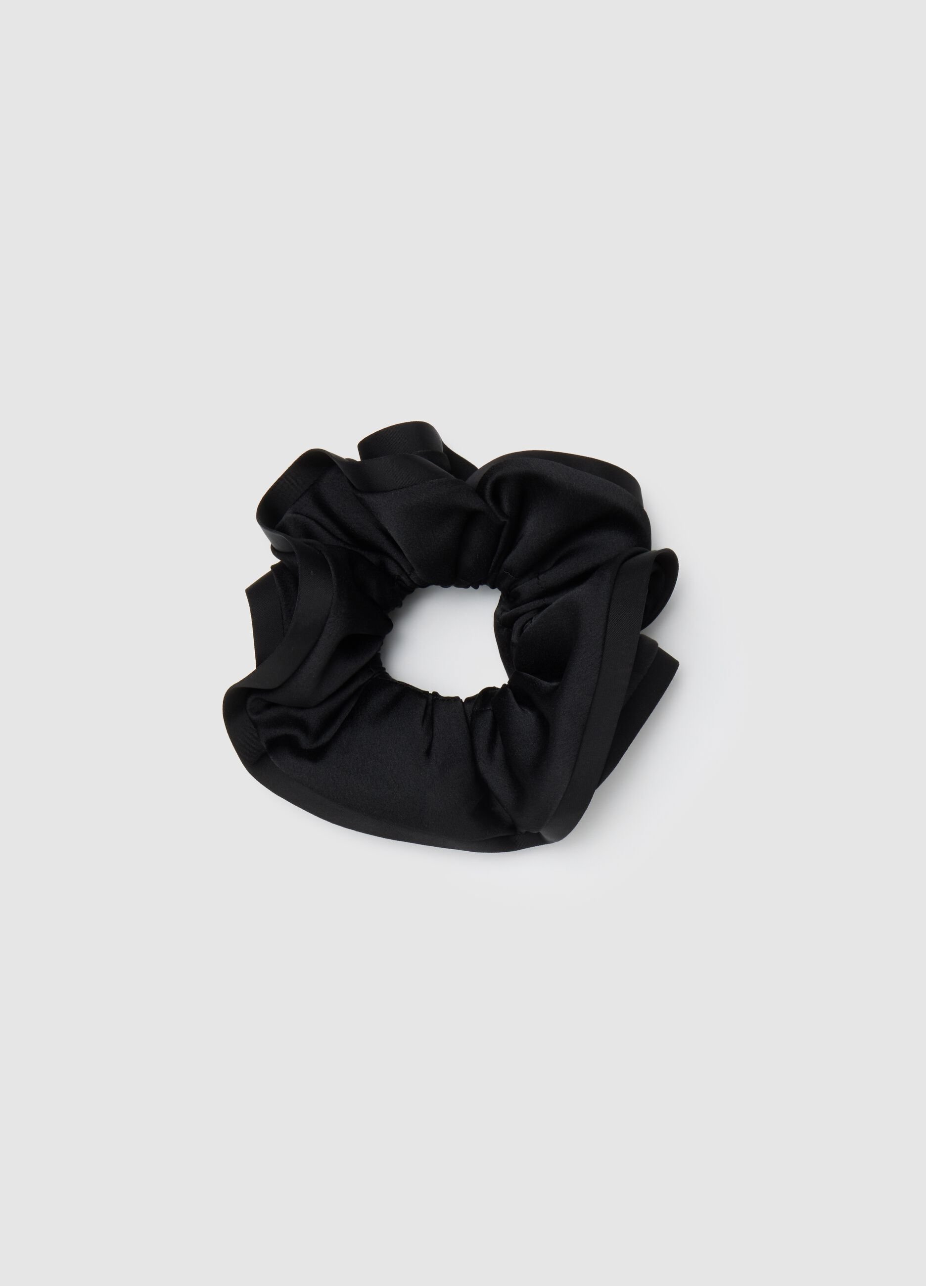 Black satin women's hair scrunchie