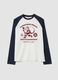 White organic cotton pyjama top with Santa print_0