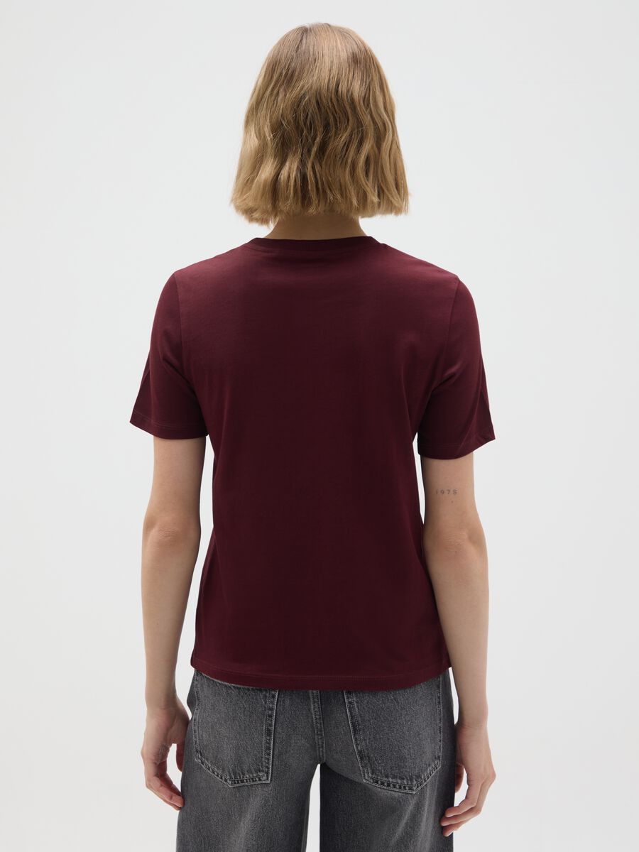 Red pure cotton regular fit T-shirt_2