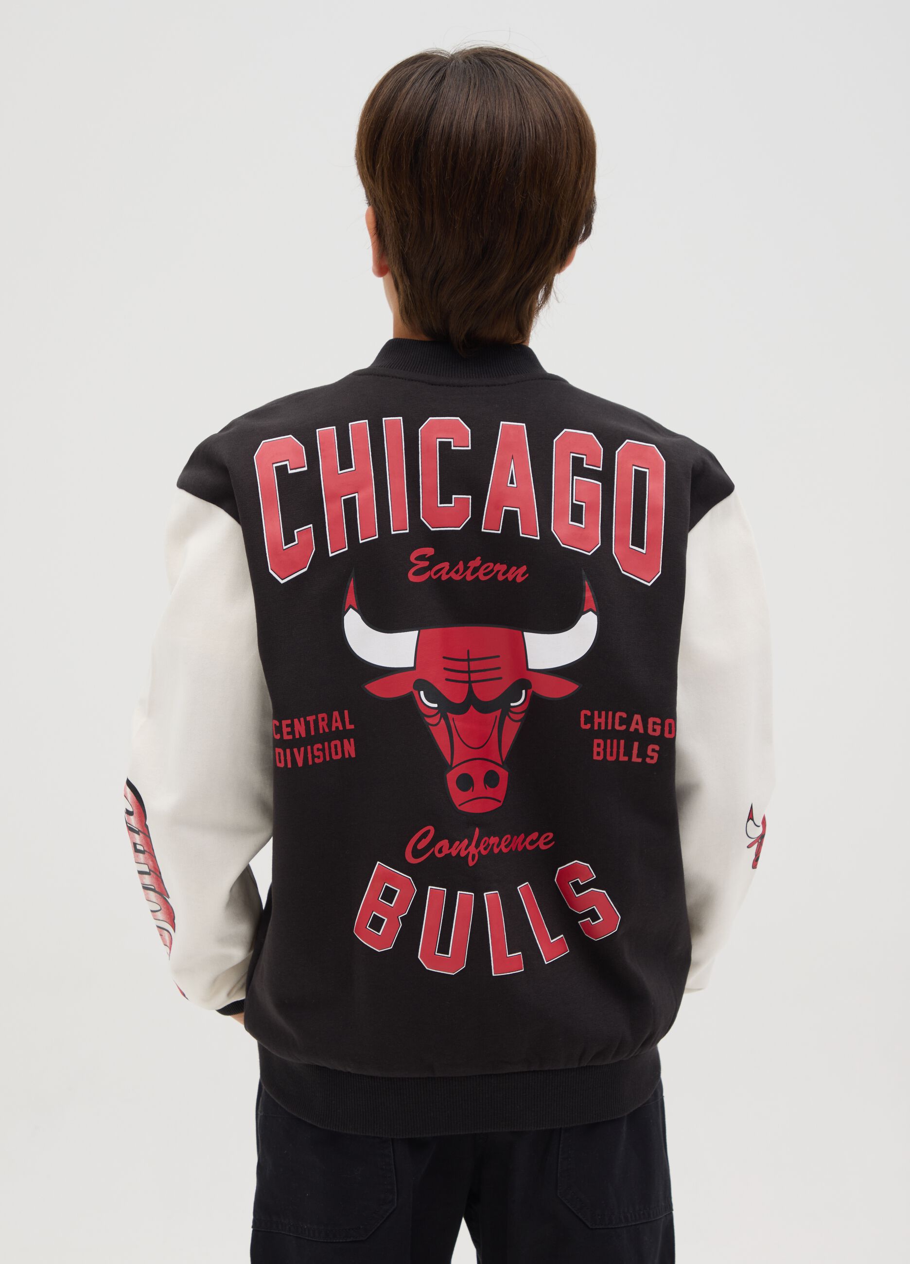 Varsity bomber jacket with patches and NBA Chicago Bulls