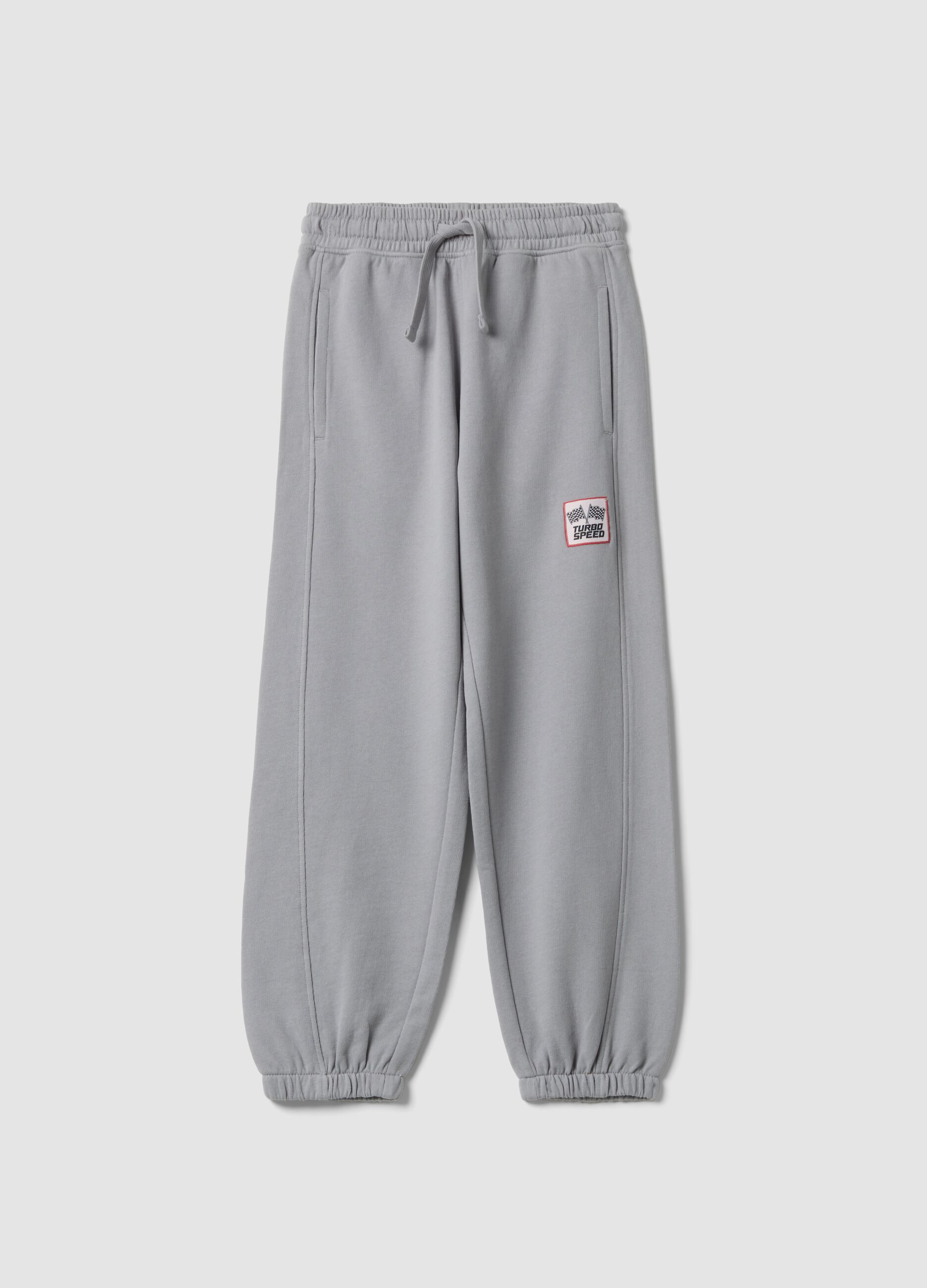 Pantaloni jogger grigi in puro cotone con fondo elastico