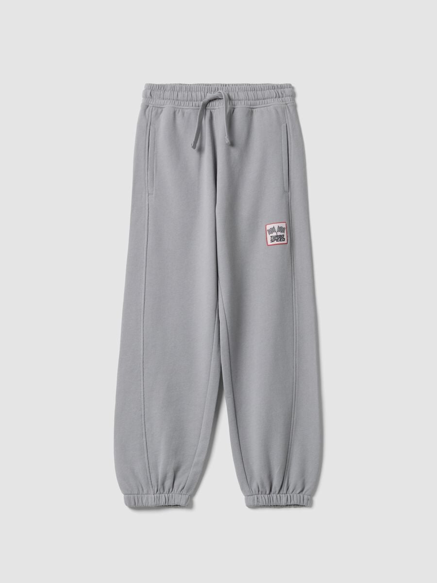 Grey pure cotton joggers with elasticated cuffs_0