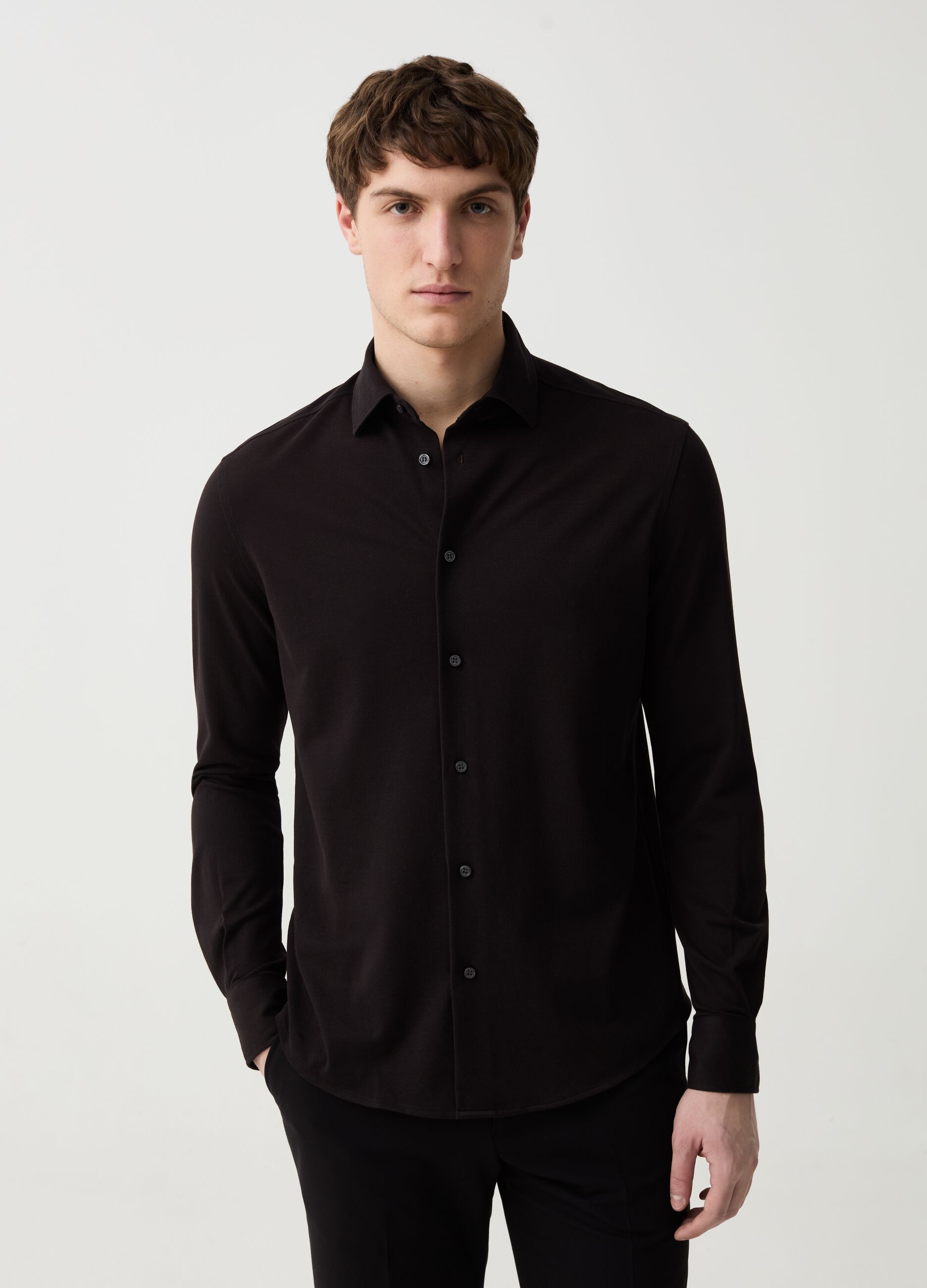 Ovs Camicia regular fit in maglia tinta unita