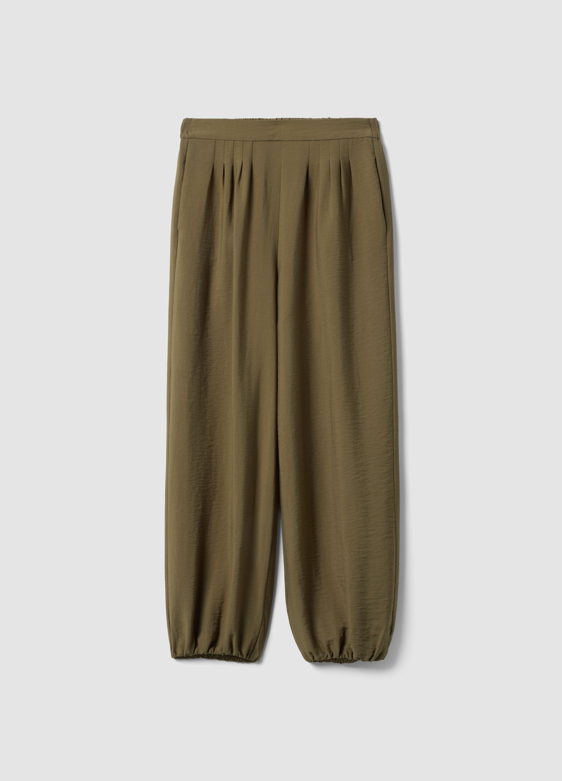 Green viscose blend trousers