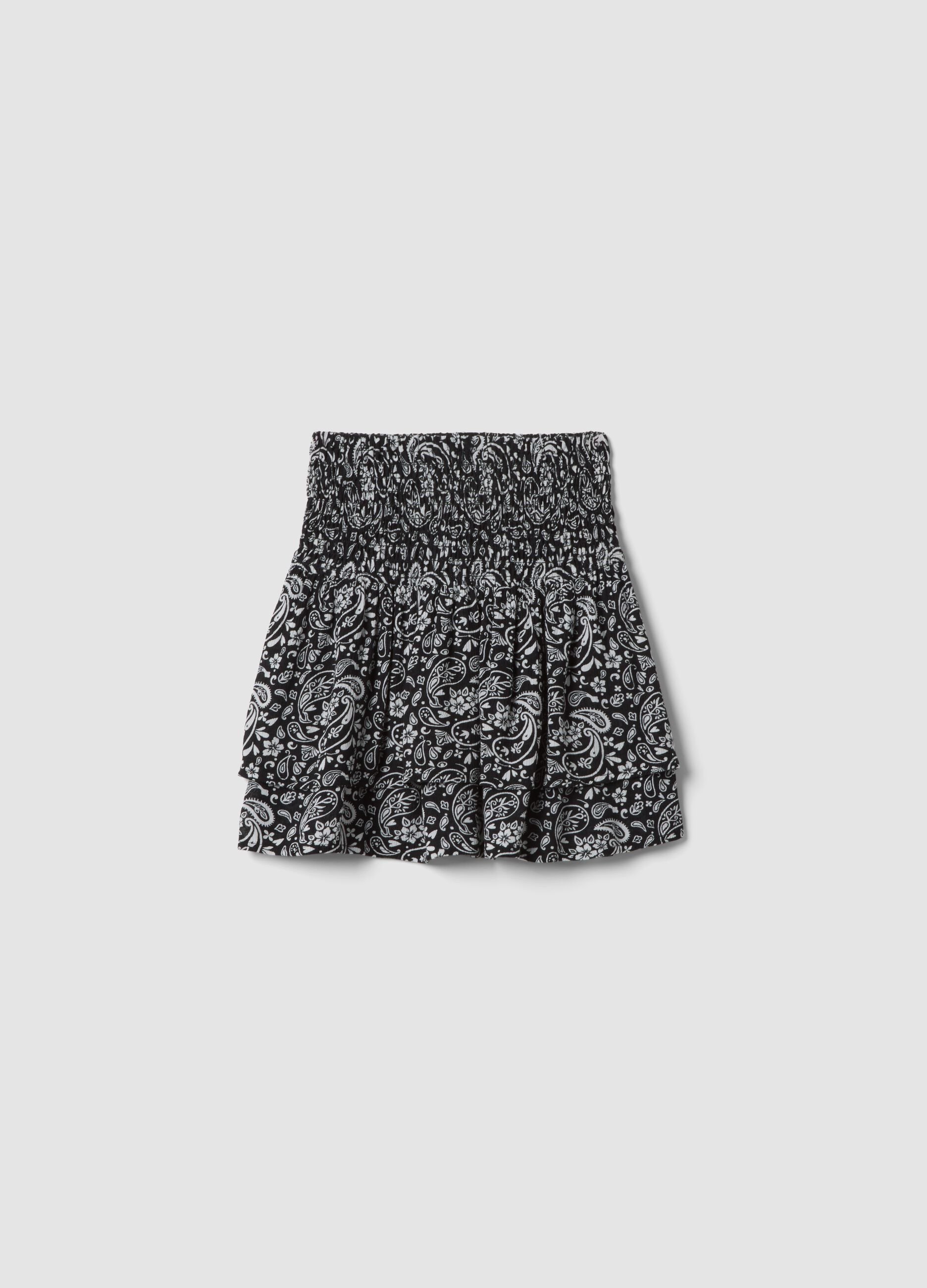 Girls&rsquo; multicolour pure-viscose mini skirt with paisley print