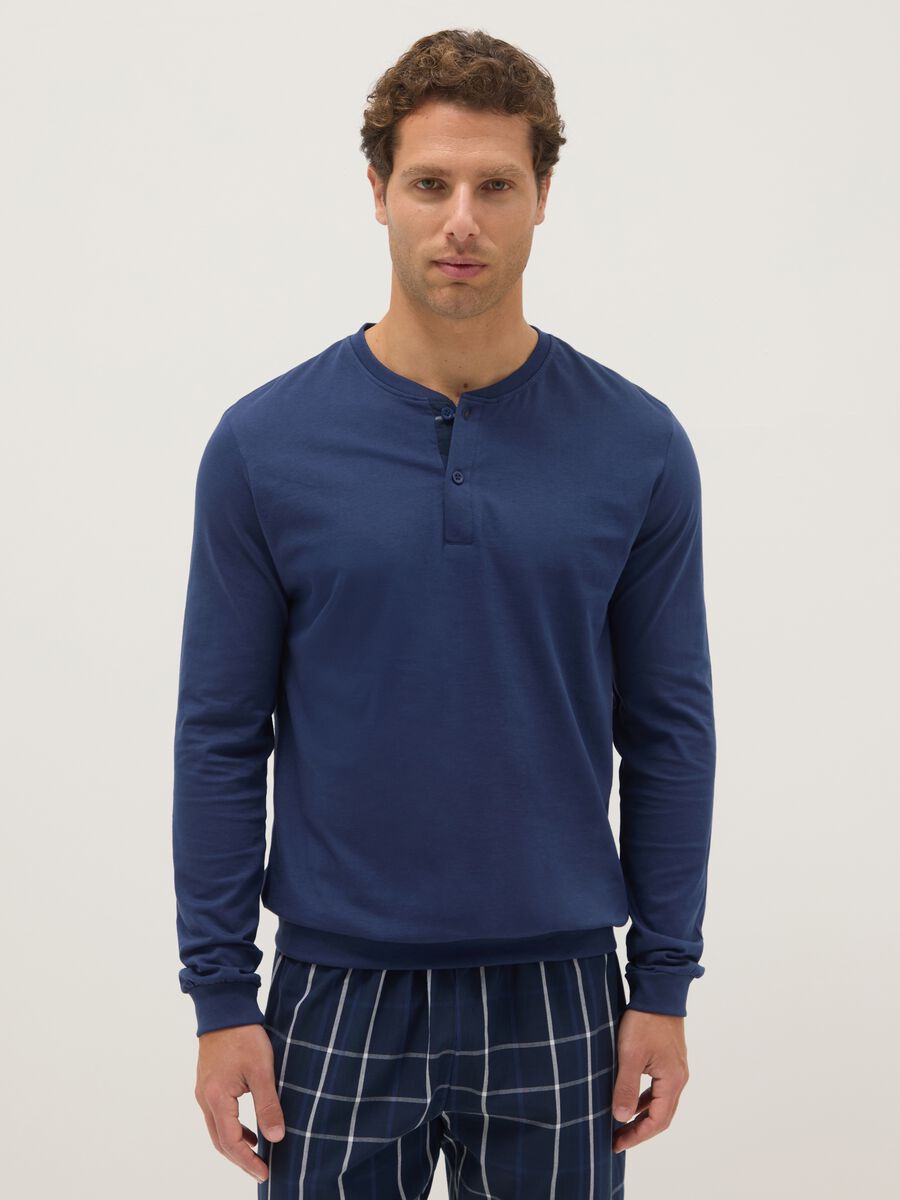 Blue checked pure cotton pyjamas, regular fit_1