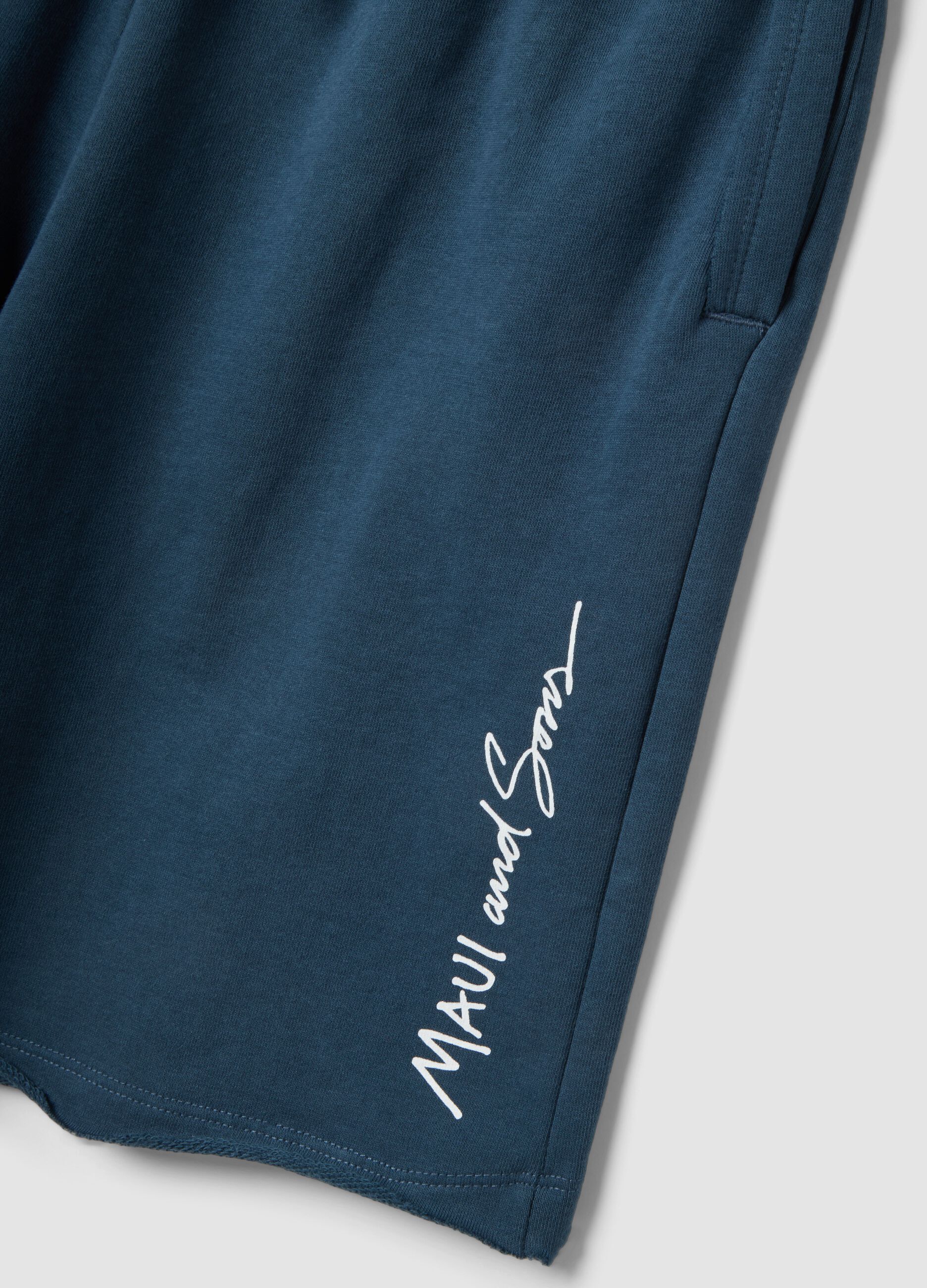 Blue pure cotton Bermuda shorts with elasticated waist