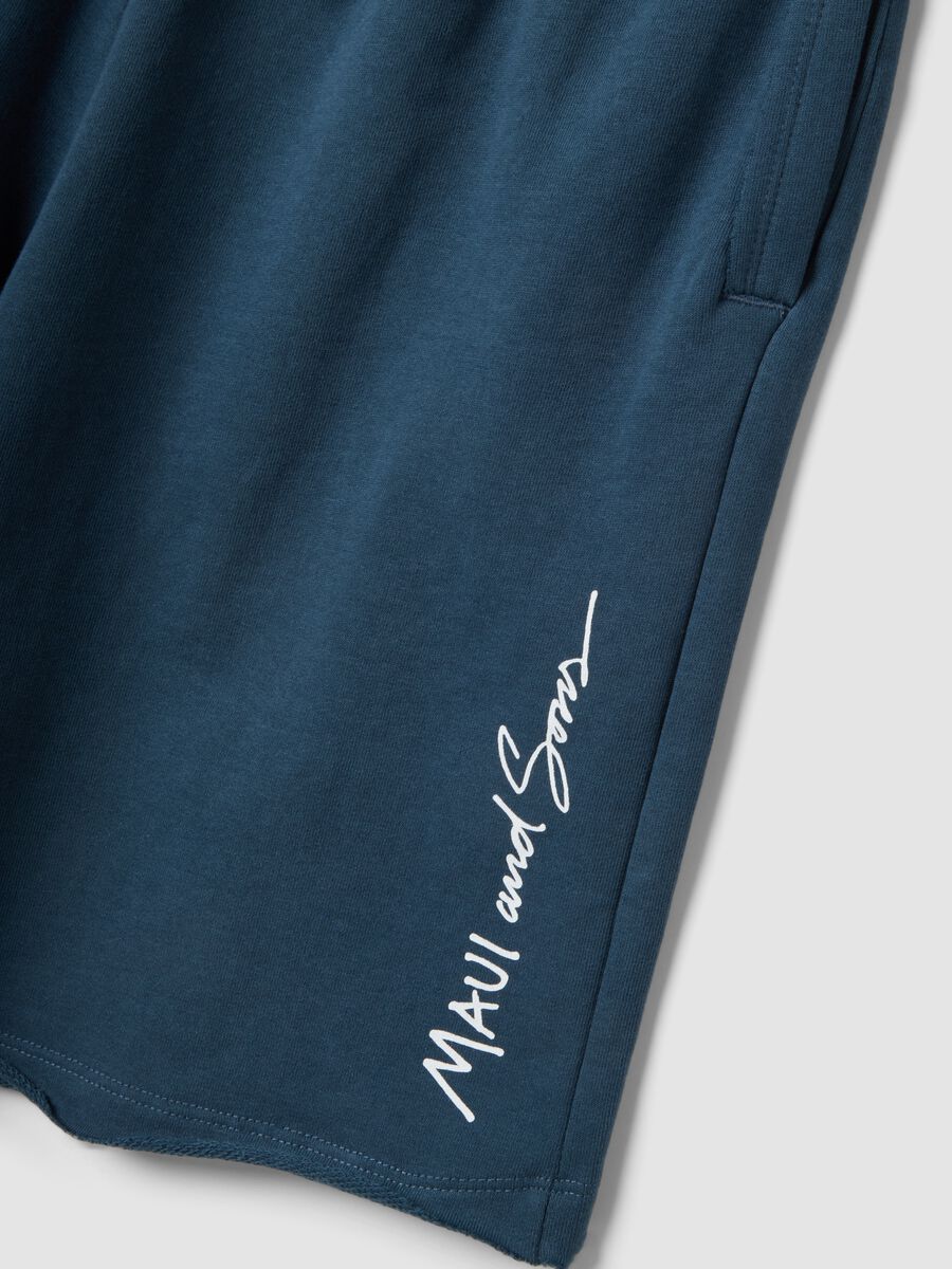 Bermuda blu in puro cotone con vita elastica_5