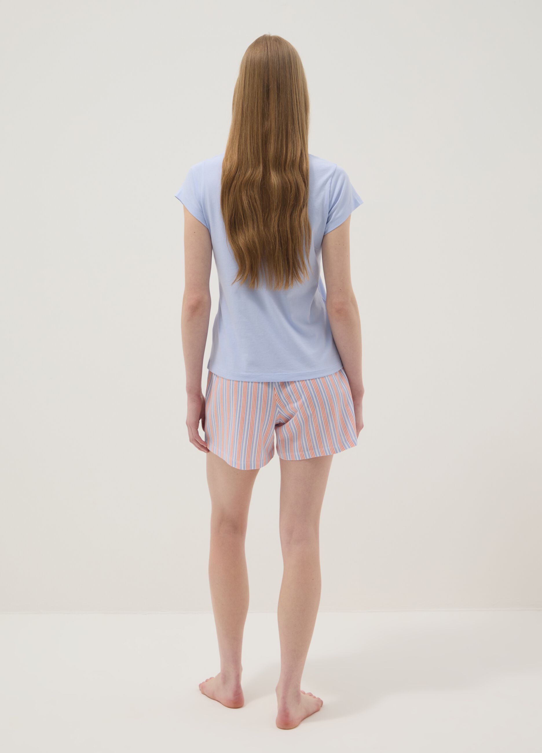 Multicolour pure cotton short pyjamas, regular fit, with prints