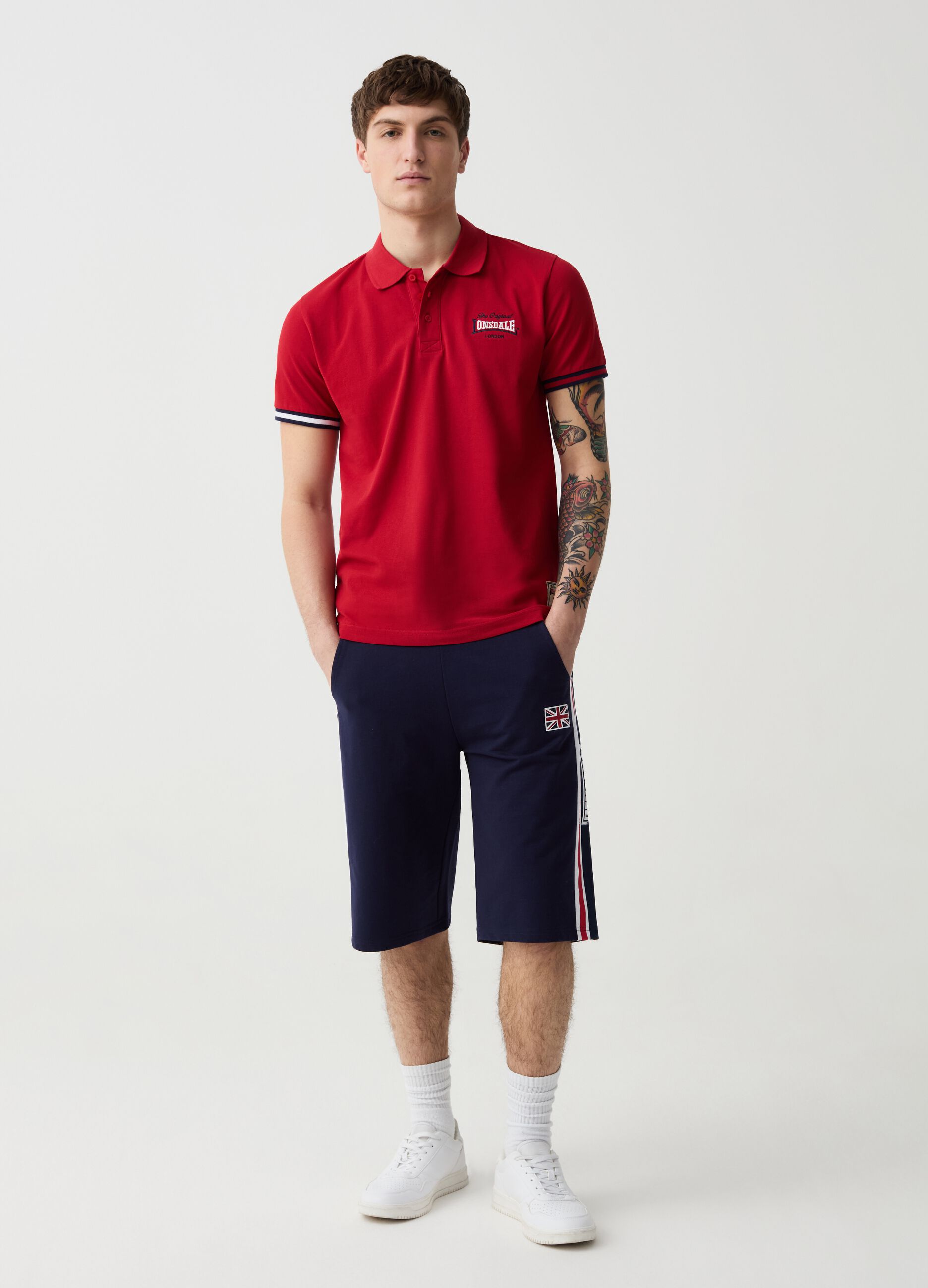 Ovs Bermuda jogger bande a contrasto con stampa logo