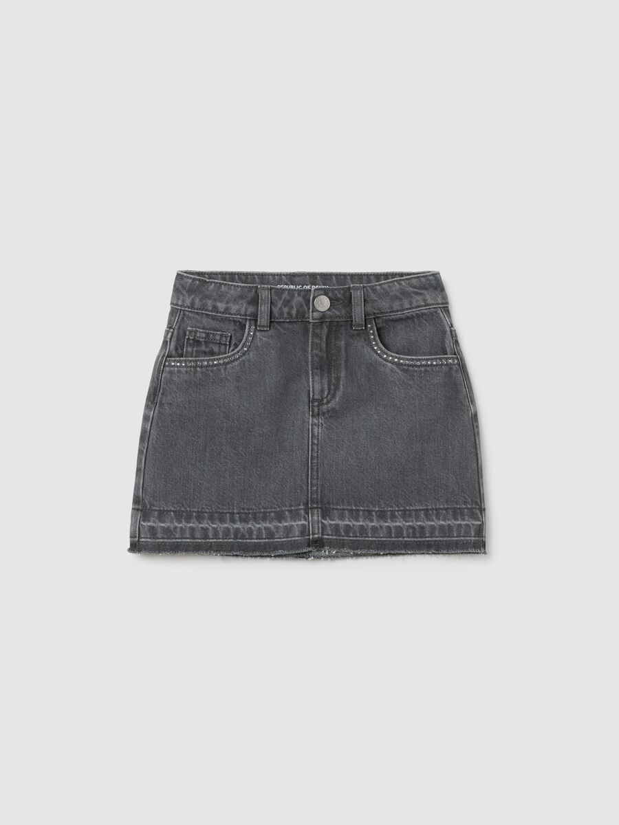 Girls' pure cotton grey skirt with rhinestones_0