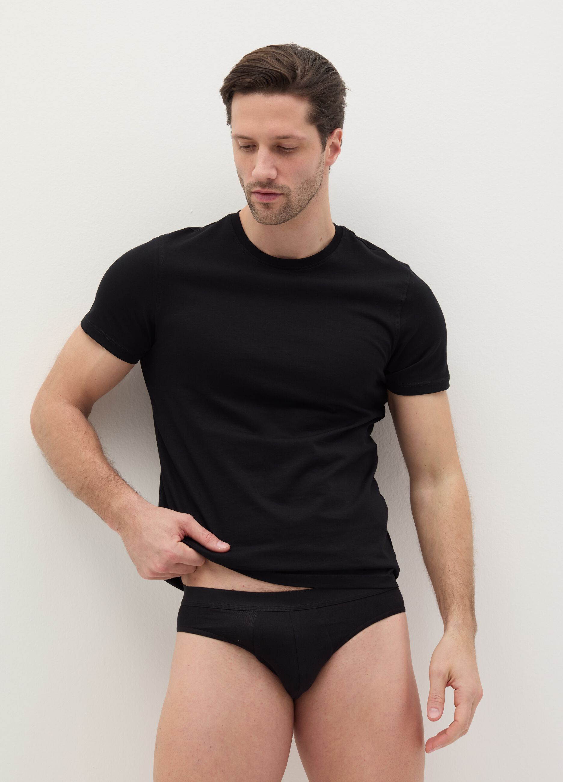 Three-pack briefs in stretch cotton