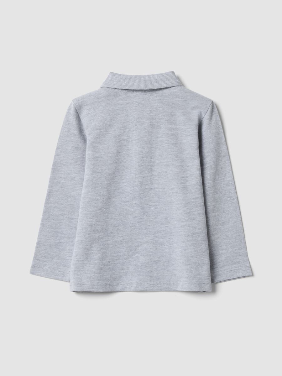 Grey organic cotton long-sleeve polo shirt_1