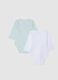 Multicolour Long Sleeve Bodysuit Twin Pack for Infants in Pure Cotton_1