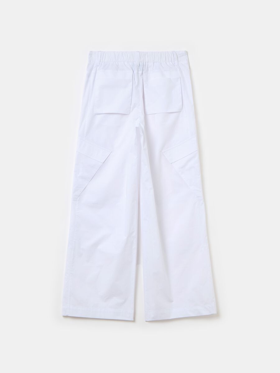 Light Cargo Wide Leg Pants White_7