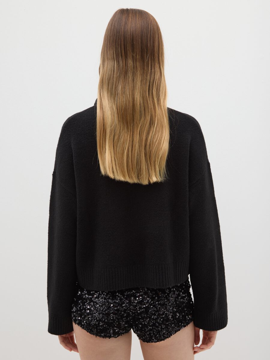 Maglione a collo alto nero regular fit_3
