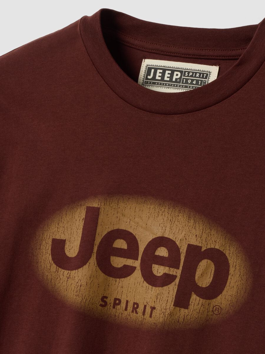 T-shirt marrone in puro cotone con girocollo e stampa Jeep_5