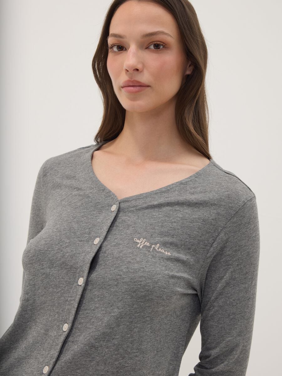 T-shirt pigiama grigio in misto cotone viscosa_1