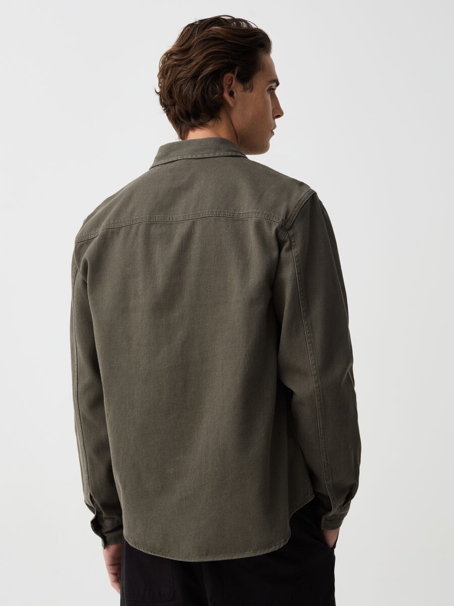 Shacket in cotton twill with pockets_2