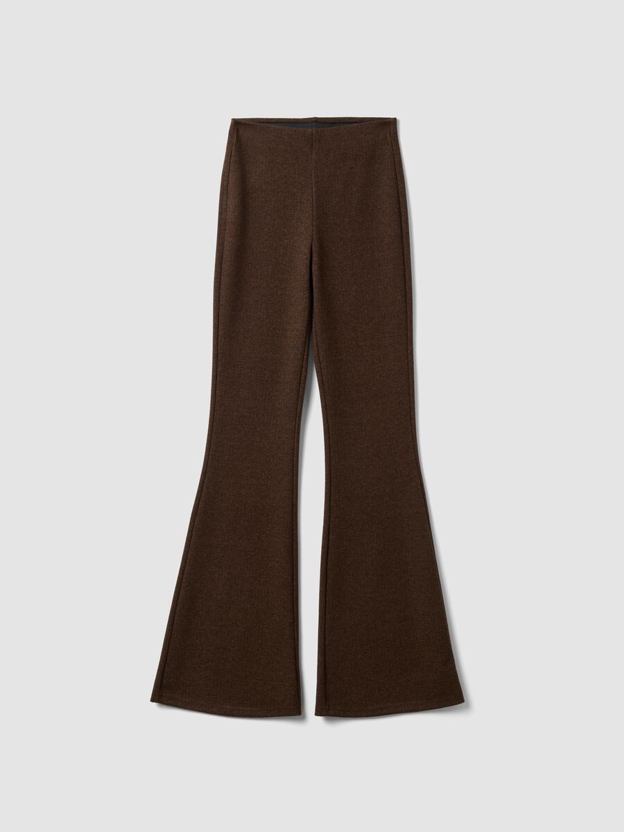 Brown flared trousers in stretch viscose_0